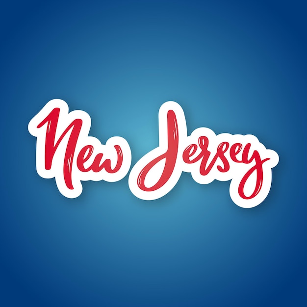 Nome dell'iscrizione disegnata a mano del new jersey dello stato degli stati uniti