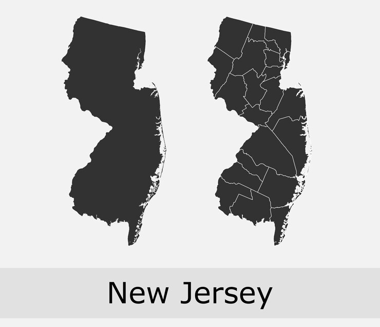 Vector new jersey map counties outline