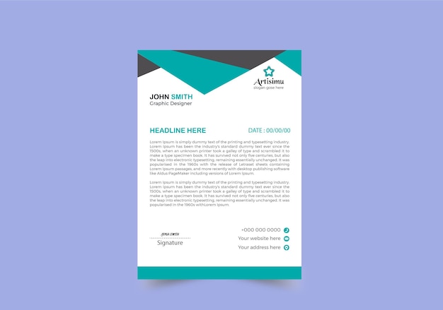 New letterhead design with black and green color