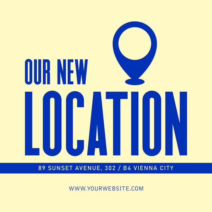 वेक्टर new location announcement social media post template design