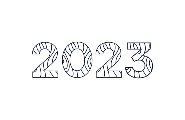 Vettore nuovo logo felice anno nuovo 2023 su legno