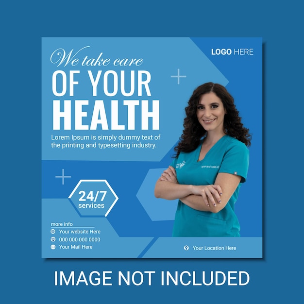 new medical social media square post flyer template