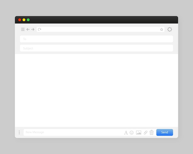 벡터 새 메시지 브라우저 창 휴대폰 태블릿 및 컴퓨터 인터넷 메시지용 이메일 인터페이스
