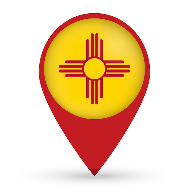 New mexico state map pointer with shadow on white background vector illustration