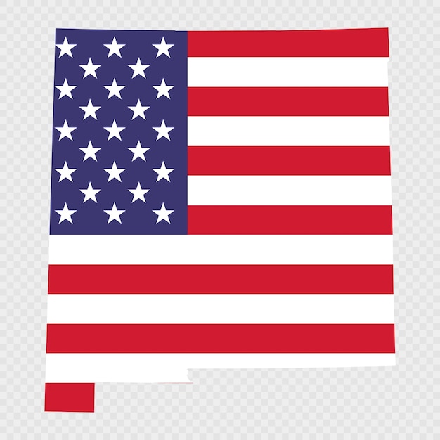 アメリカ国旗のニューメキシコ州地図