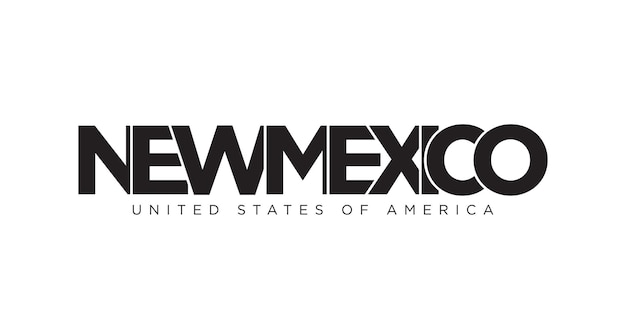 New Mexico USA typografie slogan ontwerp Amerika-logo met grafische stadsletters voor print en web