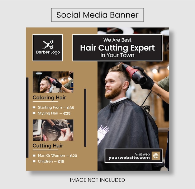 New Modern Barber Social Media Post Banner Termplate.