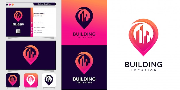 新しいモダンな建物のロゴスタイルと名刺デザイン