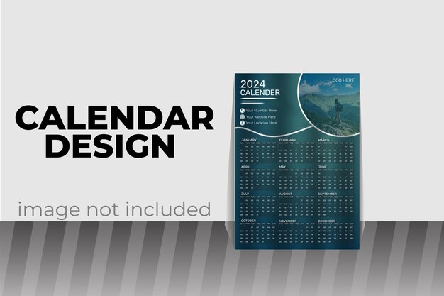 Vettore nuovo design moderno del calendario aziendale di 1 pagina