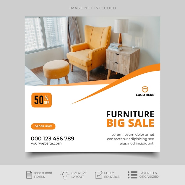 New modern furniture social media and instagram post template design