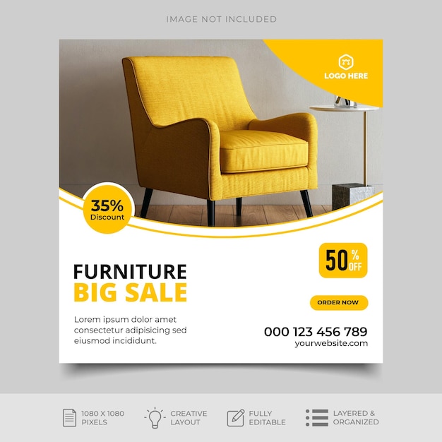 New modern furniture social media and instagram post template design