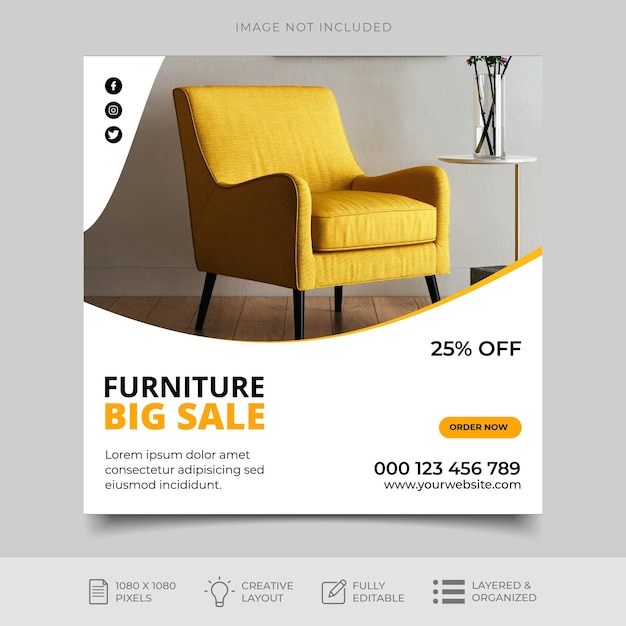 New modern furniture social media and instagram post template design