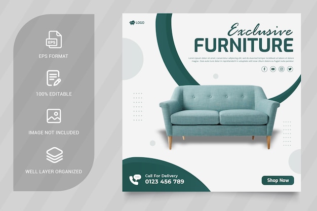 New modern furniture social media and instagram post template