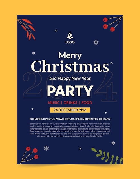 Nuovo stile moderno buon natale e buon anno festa flyer design template