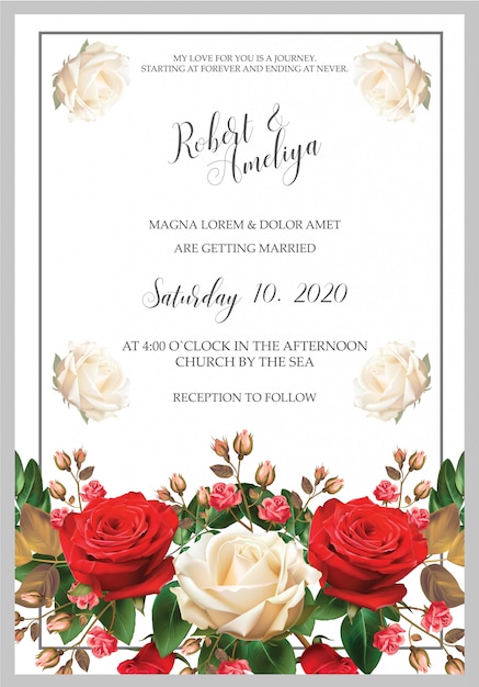 Vector new modern wedding rose invitation card