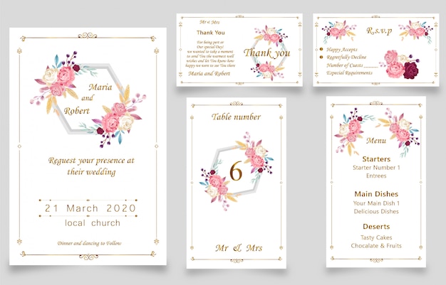 Vector new modern wedding watercolor invitation card