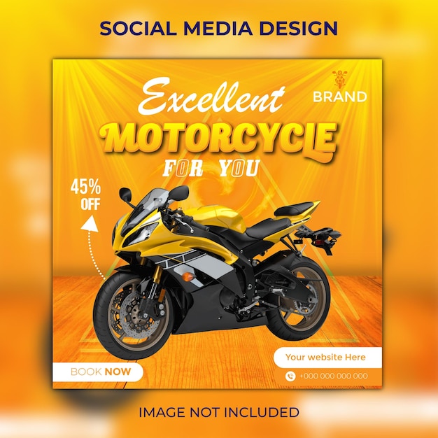 New motorcycle social media instagram post template design premium vector