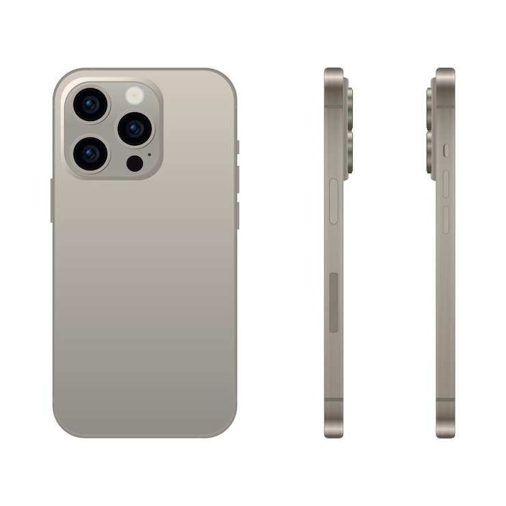 Vector 新しい天然チタン スマートフォン モデル 15 pro モックアップ テンプレート白い背景ベクトル図