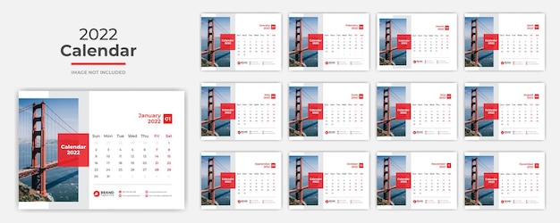 Nuovo nuovo vettore premium per il design del calendario da tavolo 2022