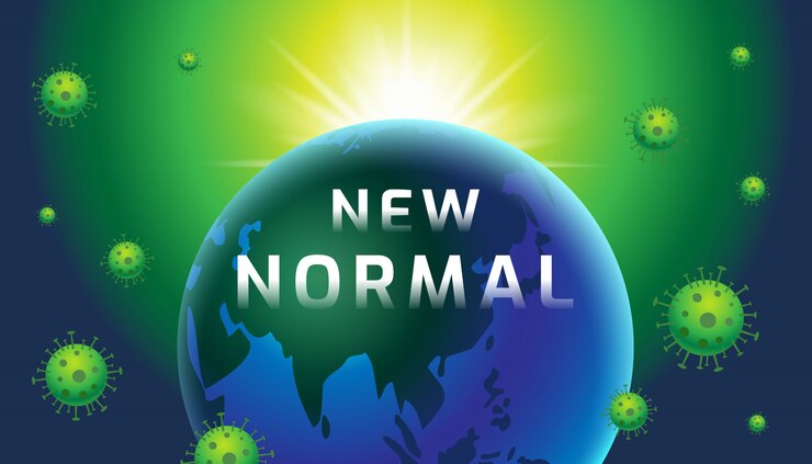 वेक्टर new normal, earth, banner design template, today, typography, illustration.
