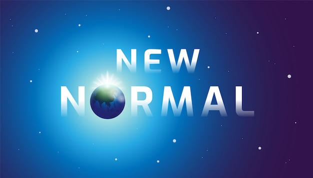 벡터 new normal, earth, 오늘, 타이포그래피, 일러스트레이션.