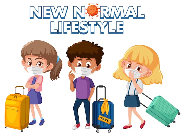 new normal lifestyle logo with people travel during covid-19 pandemic