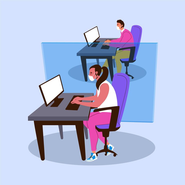 Vector new normal at the office concept