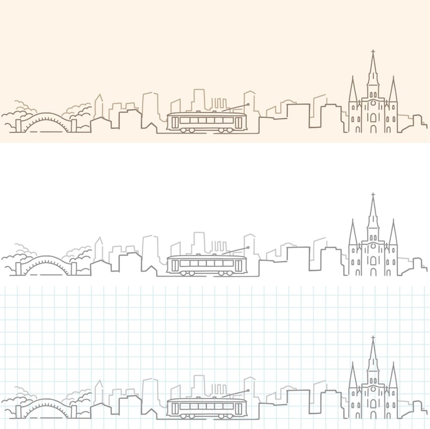 Vector new orleans hand drawn skyline