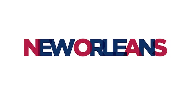 뉴올리언스 루이지애나 USA 타이포그래피 슬로건 디자인 인쇄 및 웹용 그래픽 도시 문자가 포함된 America 로고