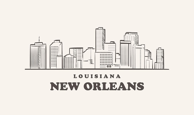 New Orleans skyline louisiana drawn sketch