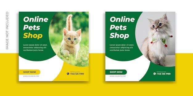 New pet shop social media post instagram promo banner template premium vector design