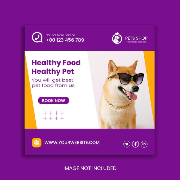 New pet social media promotion instagram banner post design template premium vector