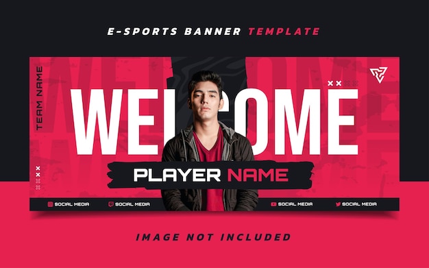 Vettore modello di banner di gioco di esport per nuovi giocatori con logo per i social media