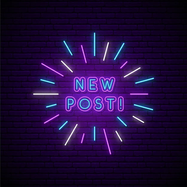 Vettore nuova insegna al neon post.