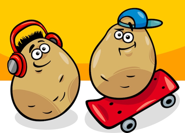 New potatoes cartoon illustration