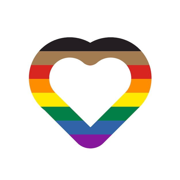 白い背景に分離された新しいプライドフラグハート形アイコンLGBT愛モダンサイン