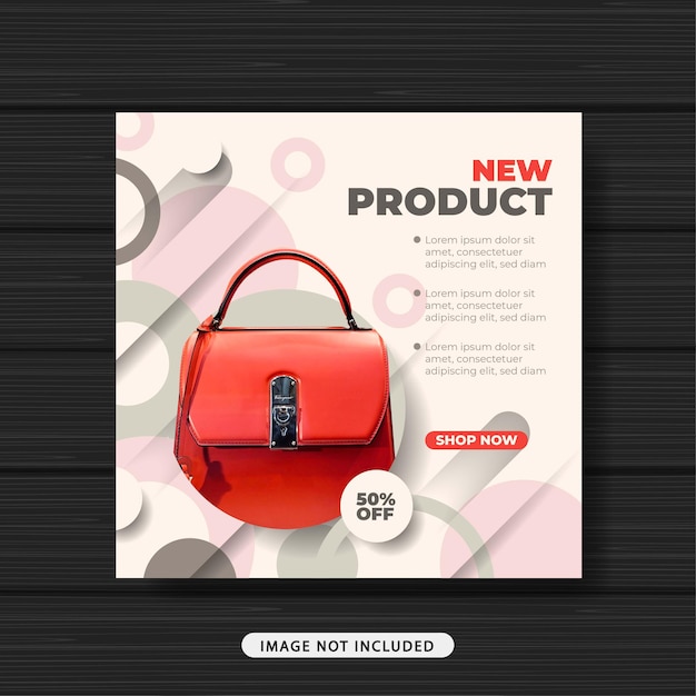 Nuovo prodotto borsa vendita promozione social media post template banner