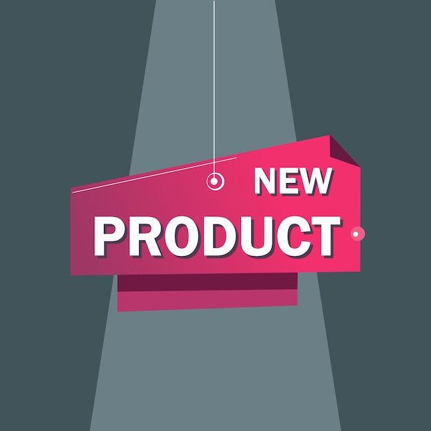 New product hanging banner new arrival sign web element modern style vector illustration