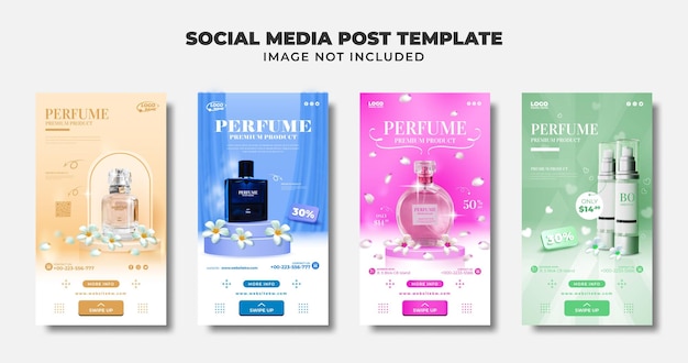 Vector new product perfume social media story post flyer and banner templates