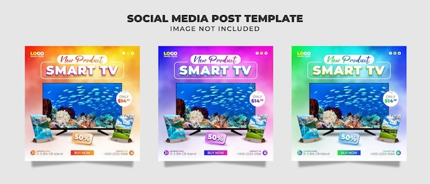 New product smart tv social media instagram post flyer and banner template for promotion