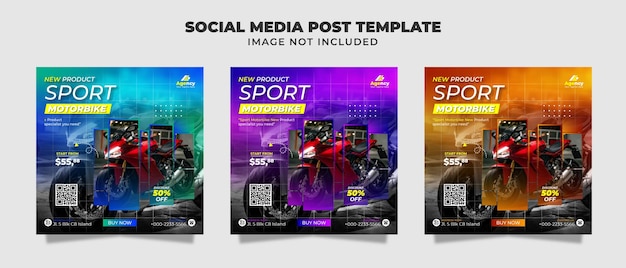 Vector new product sport motorbike for sale social media post templates