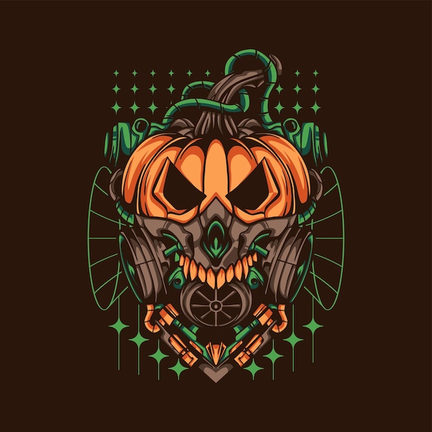 Vector new pumpkin wearing skull mask