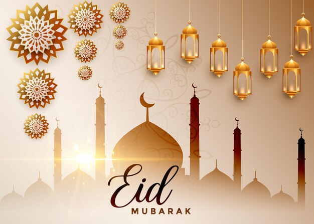 new Realistic eid mubarak greeting card