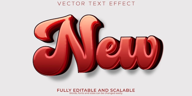 Vettore nuovo stile di carattere tipografico con lettere moderne modificabile effetto testo pennello rosso
