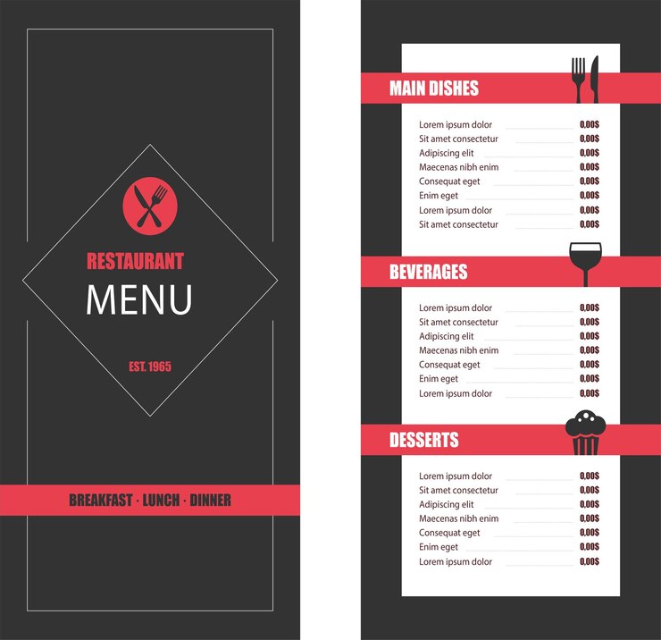 Vector new restaurant menu poster with food print template