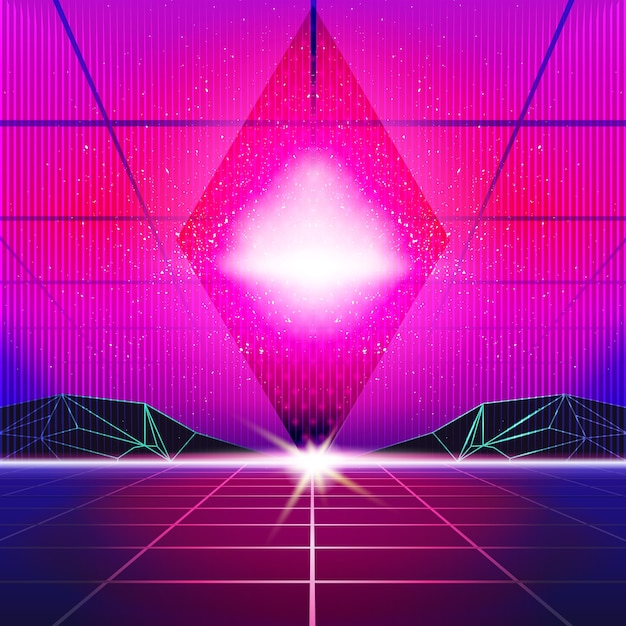 Vettore nuovo sfondo onda retrò. synthwave retro design ed elementi