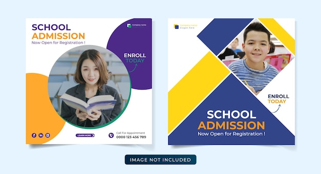 New school Admission social media post template bundle