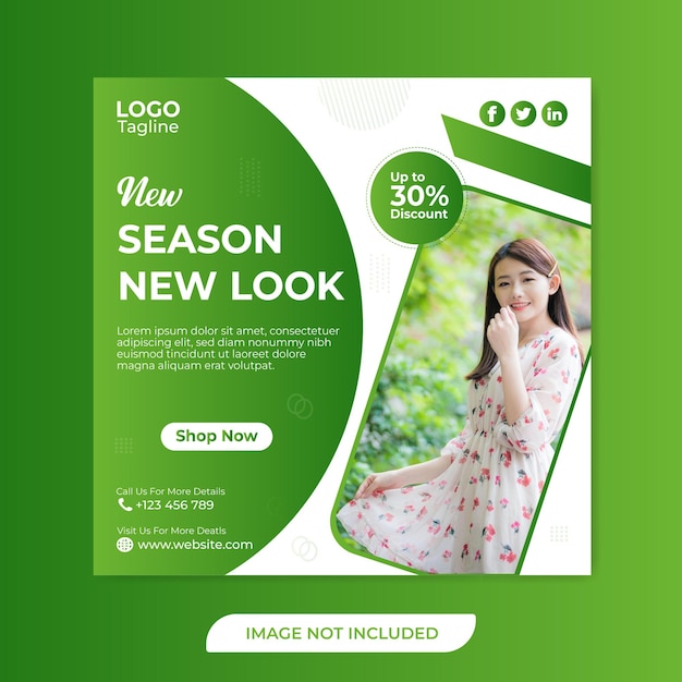 Vector new season new look fashion social media poster template