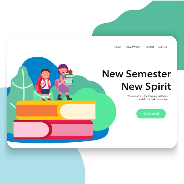 New Semester Promoted Next Grade Illustration Landing Page UI design 