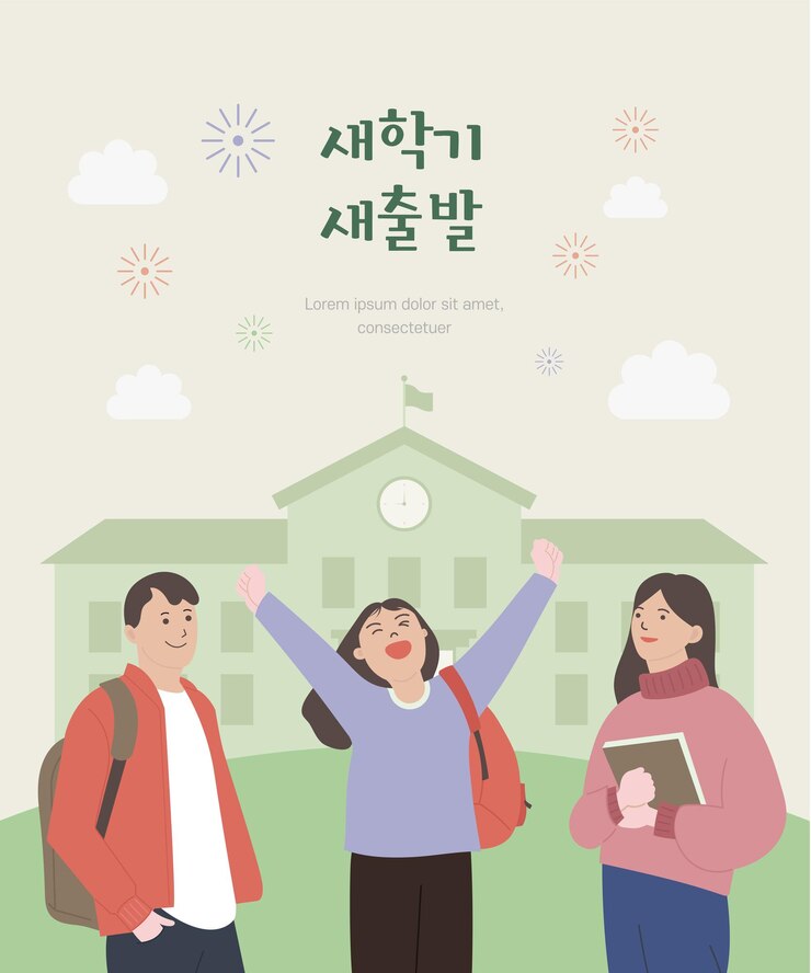Vector 새로운 학기 학생 문자 터 일러스트레이션